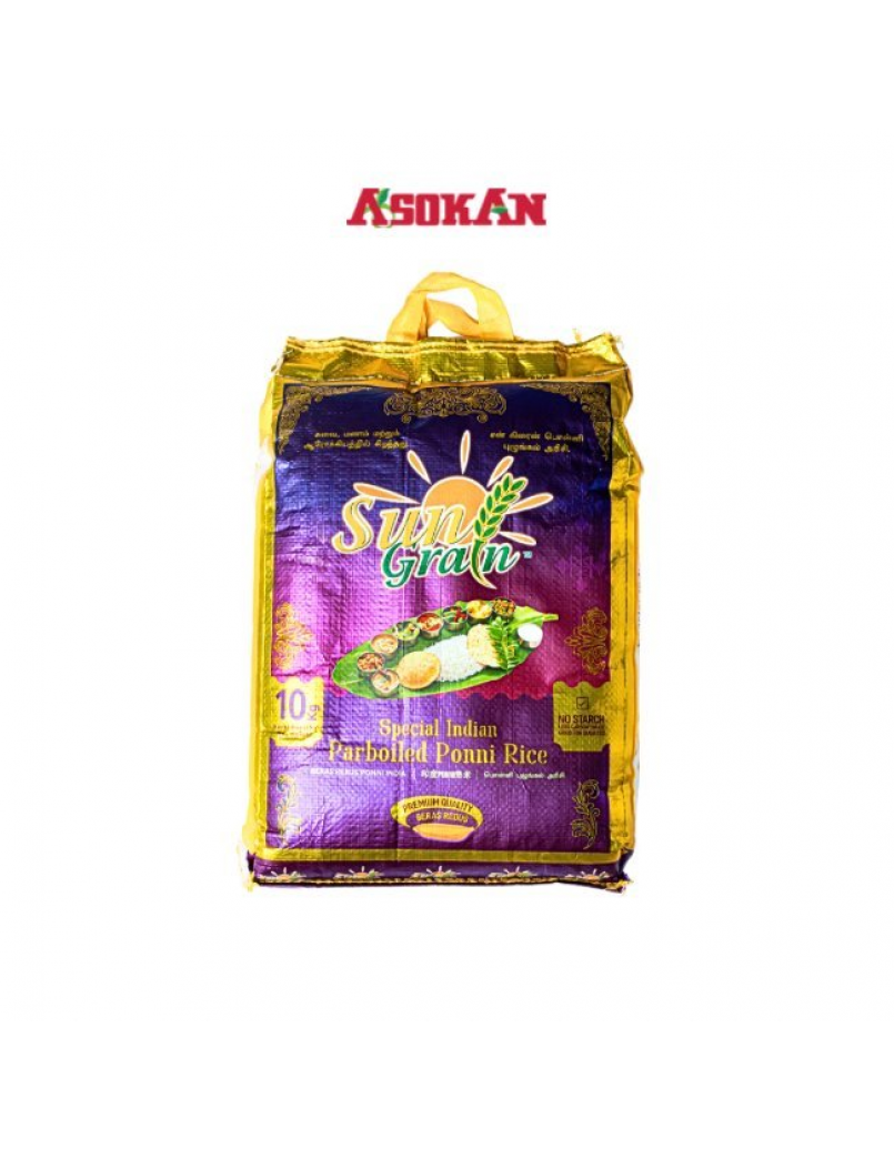 SUN GRAIN 100% INDIA PONNI PARBOILED RICE 10KG